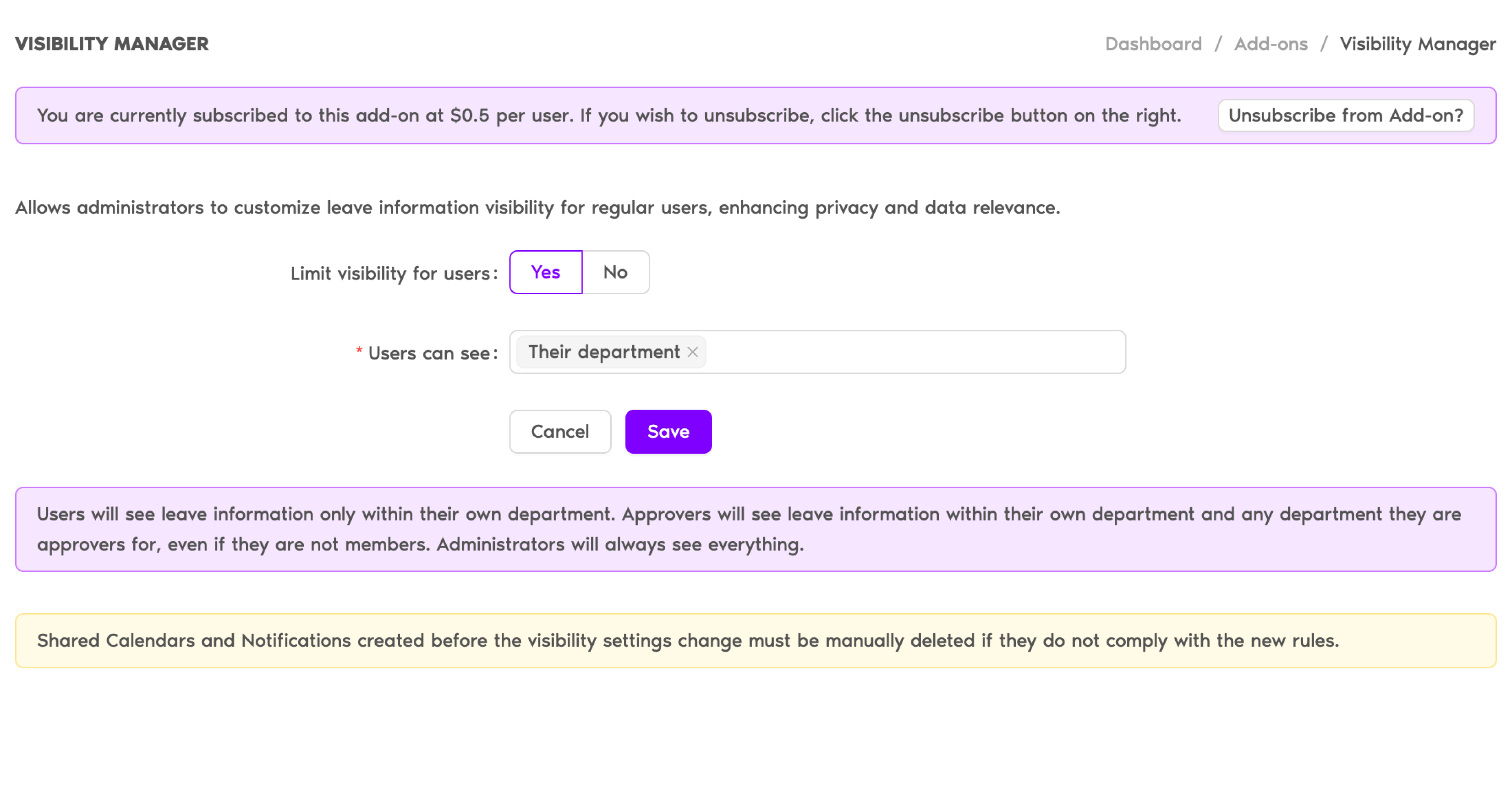 Visibility Manager