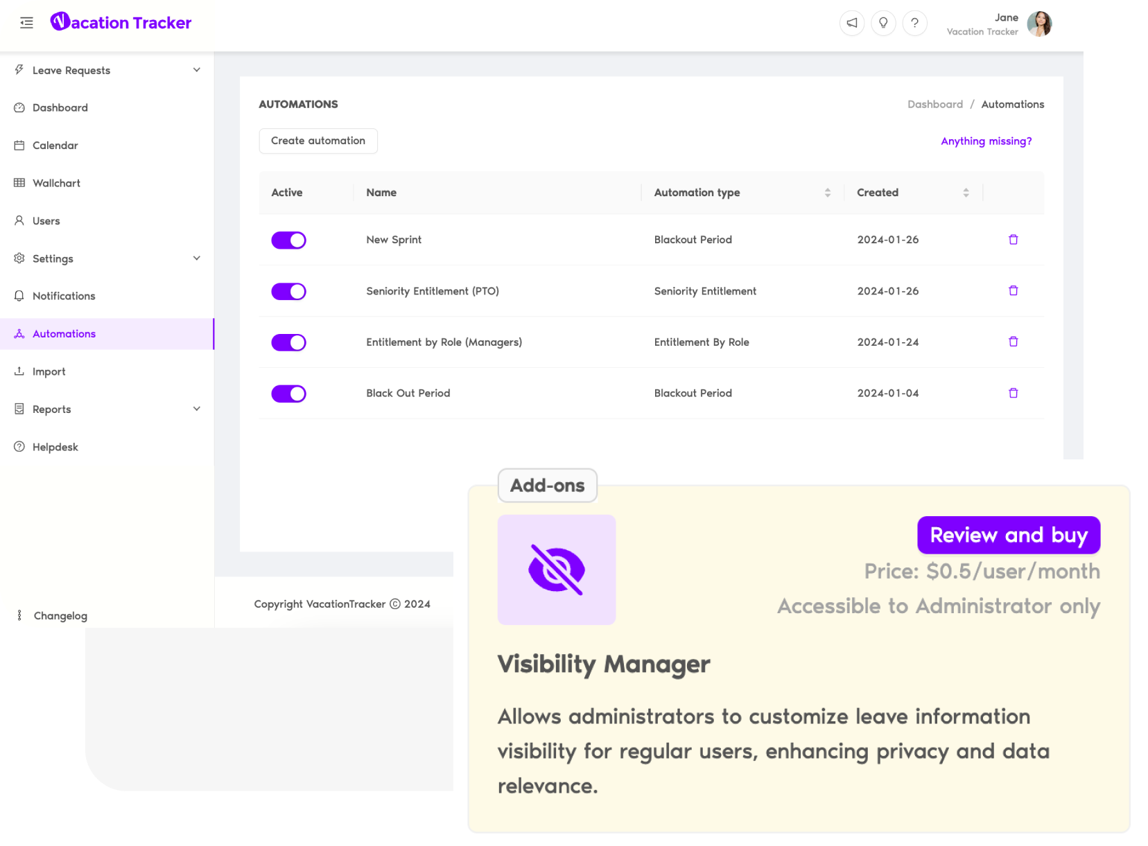 Access the Visibility Manager from the Dashboard