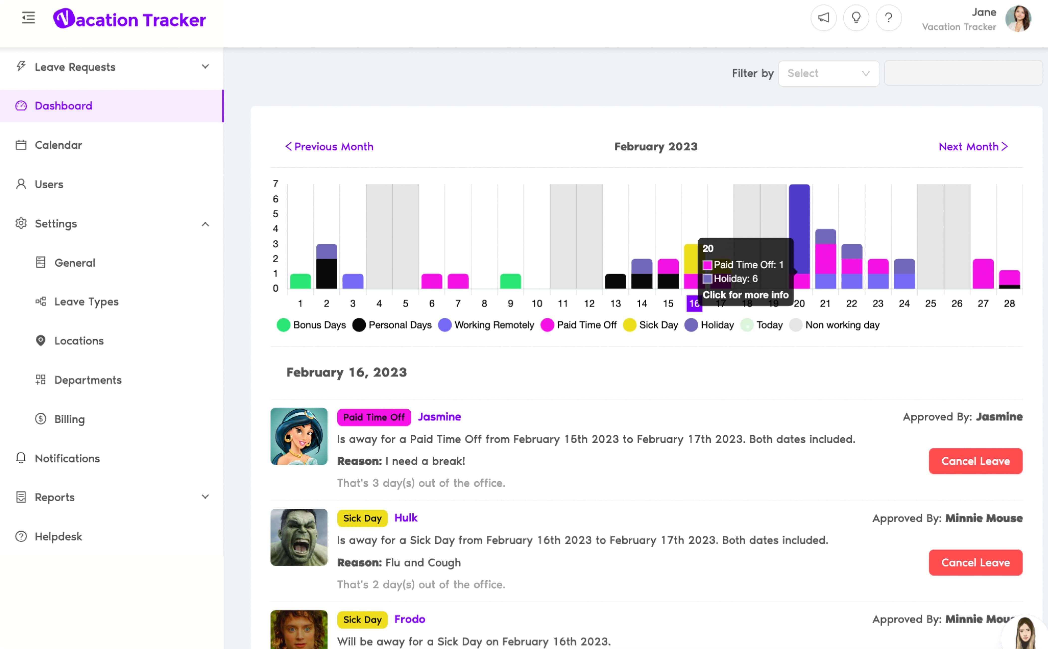 Vacation Tracker Features - Vacation Tracker