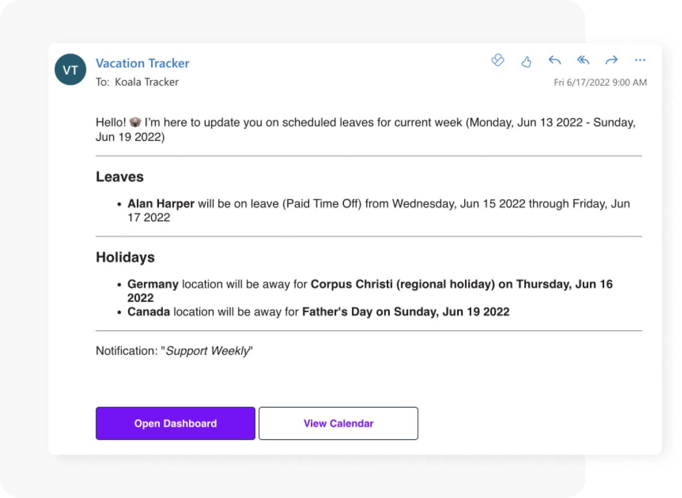 Simplified way of requesting leave