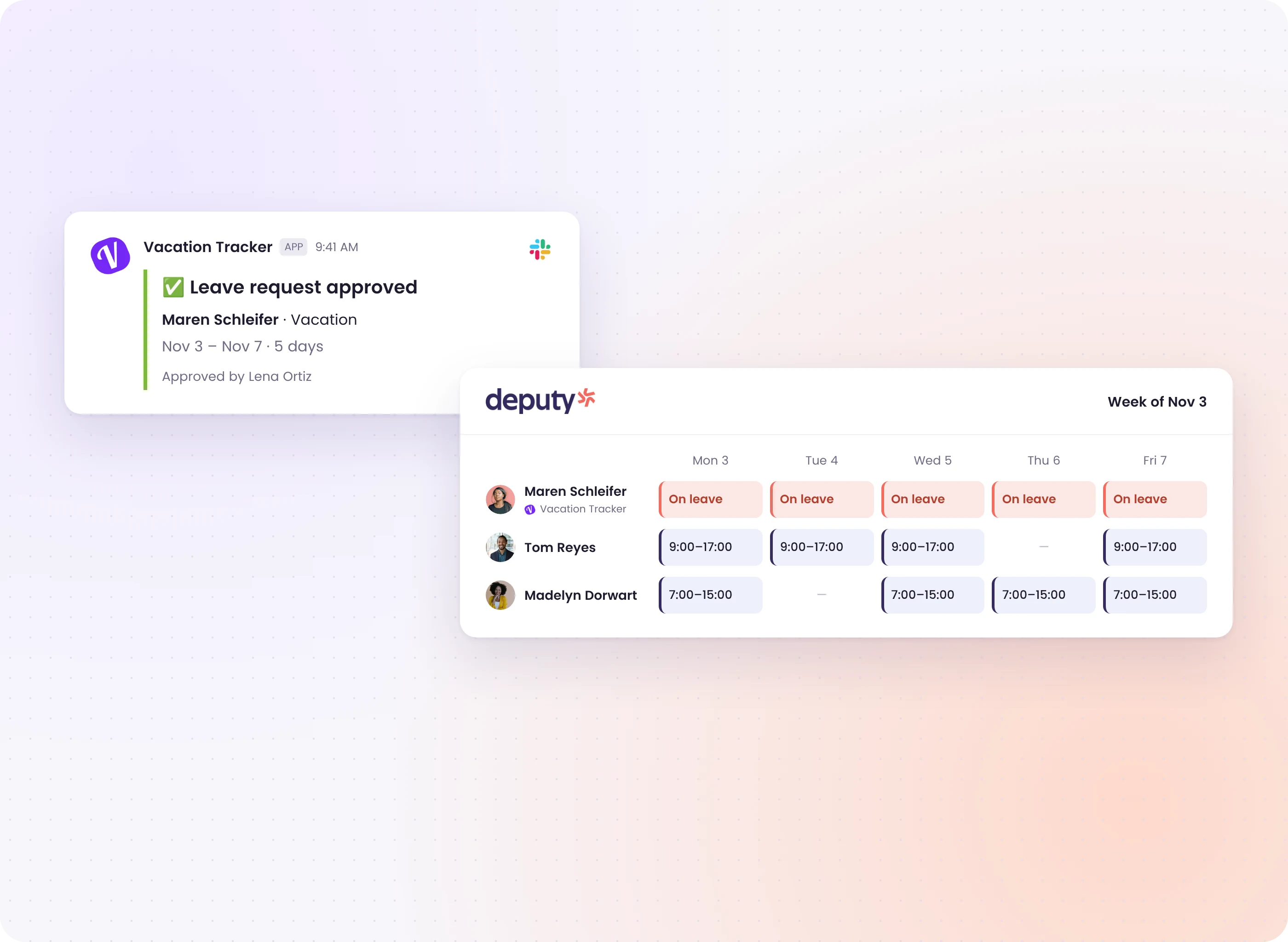 Approved Leave, Straight Onto the Schedule