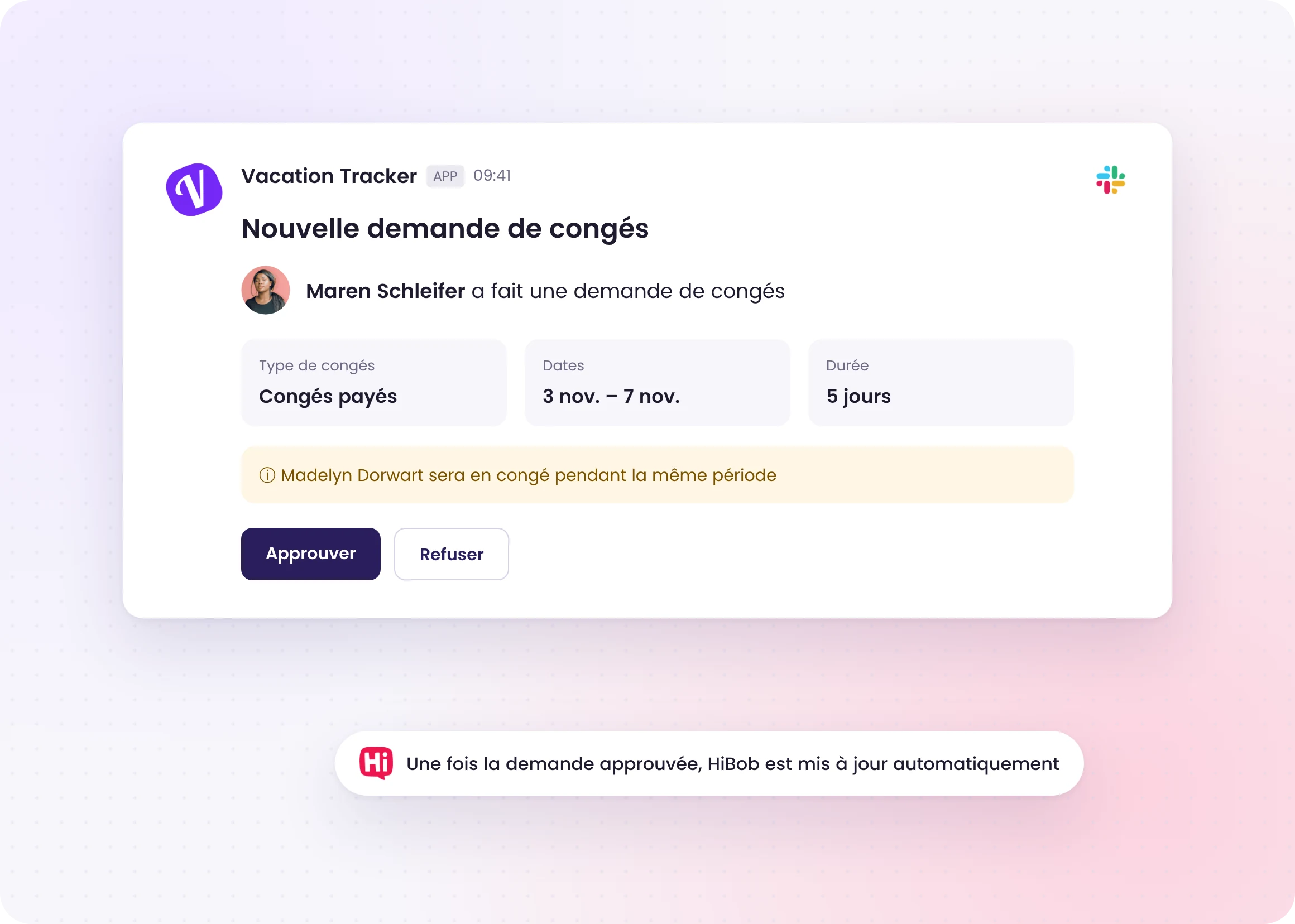 Une vue claire des absences pour les équipes à distance