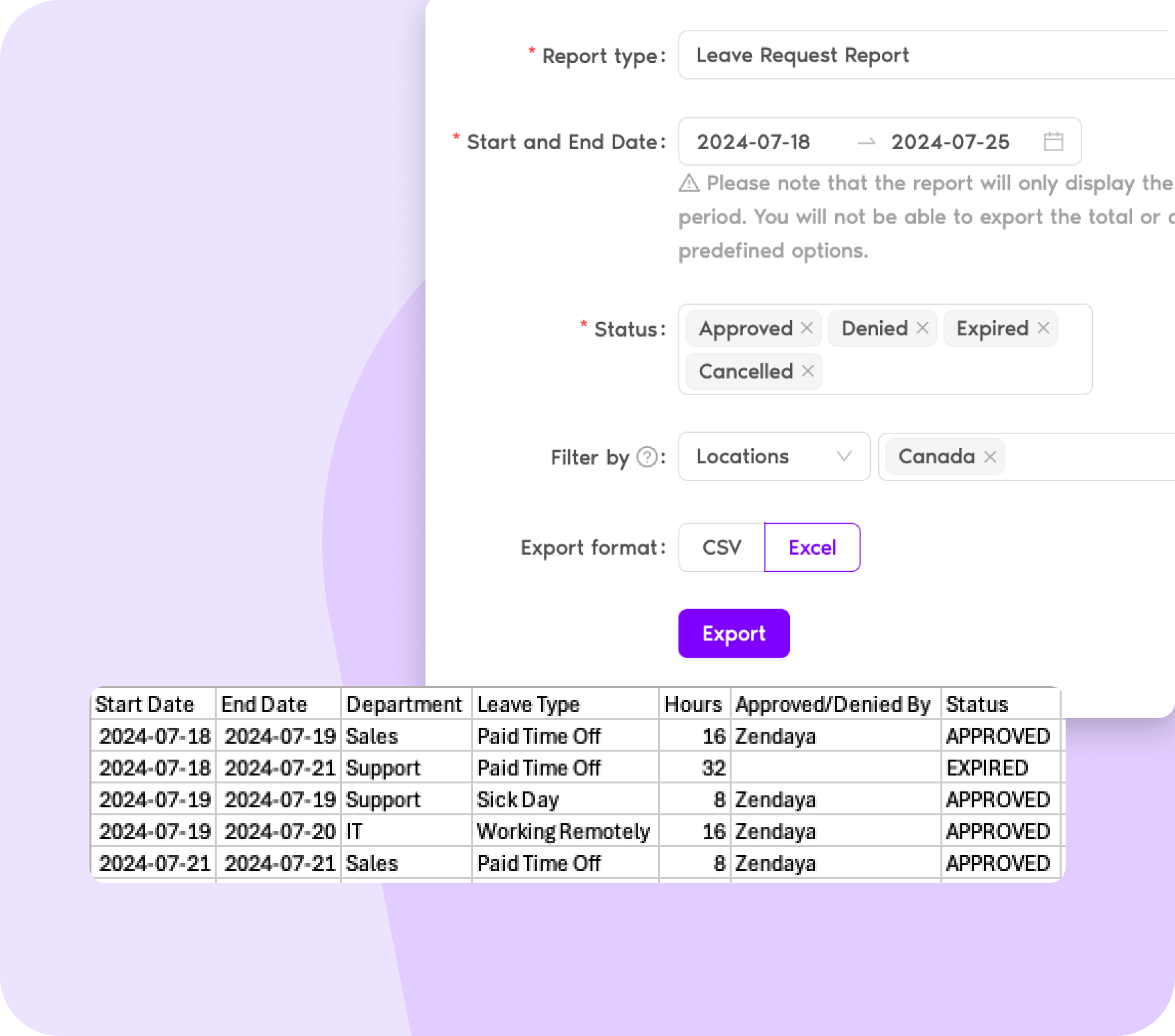 Export Hourly Leave Reports