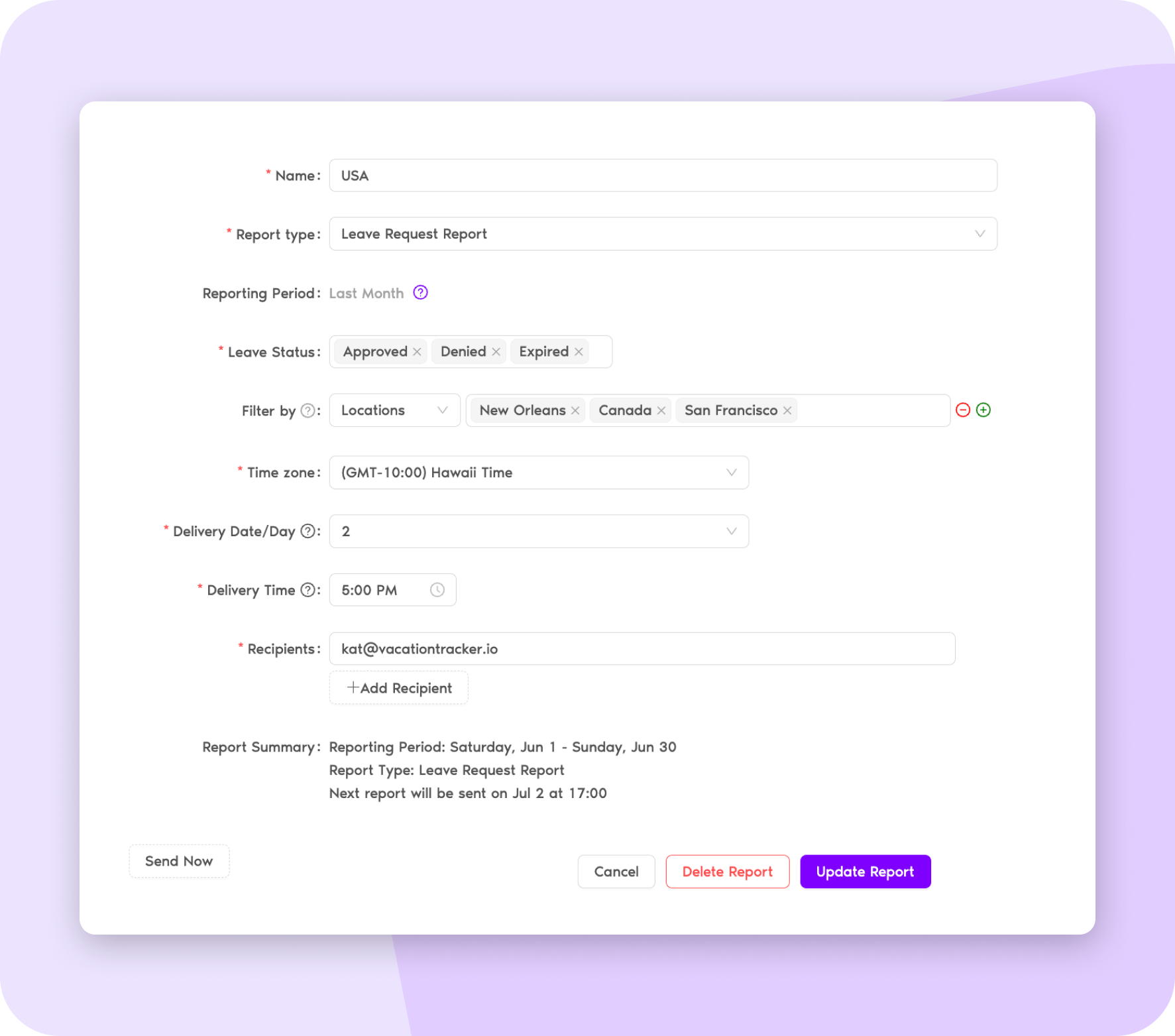 Programmez des rapports pour une diffusion automatique