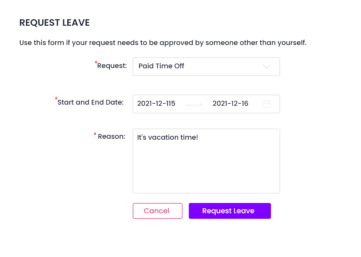 Simple and quick leave request and approval