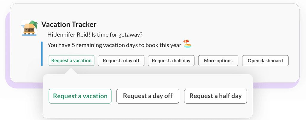 Easily Request Vacations, Days Off or Half-Days
