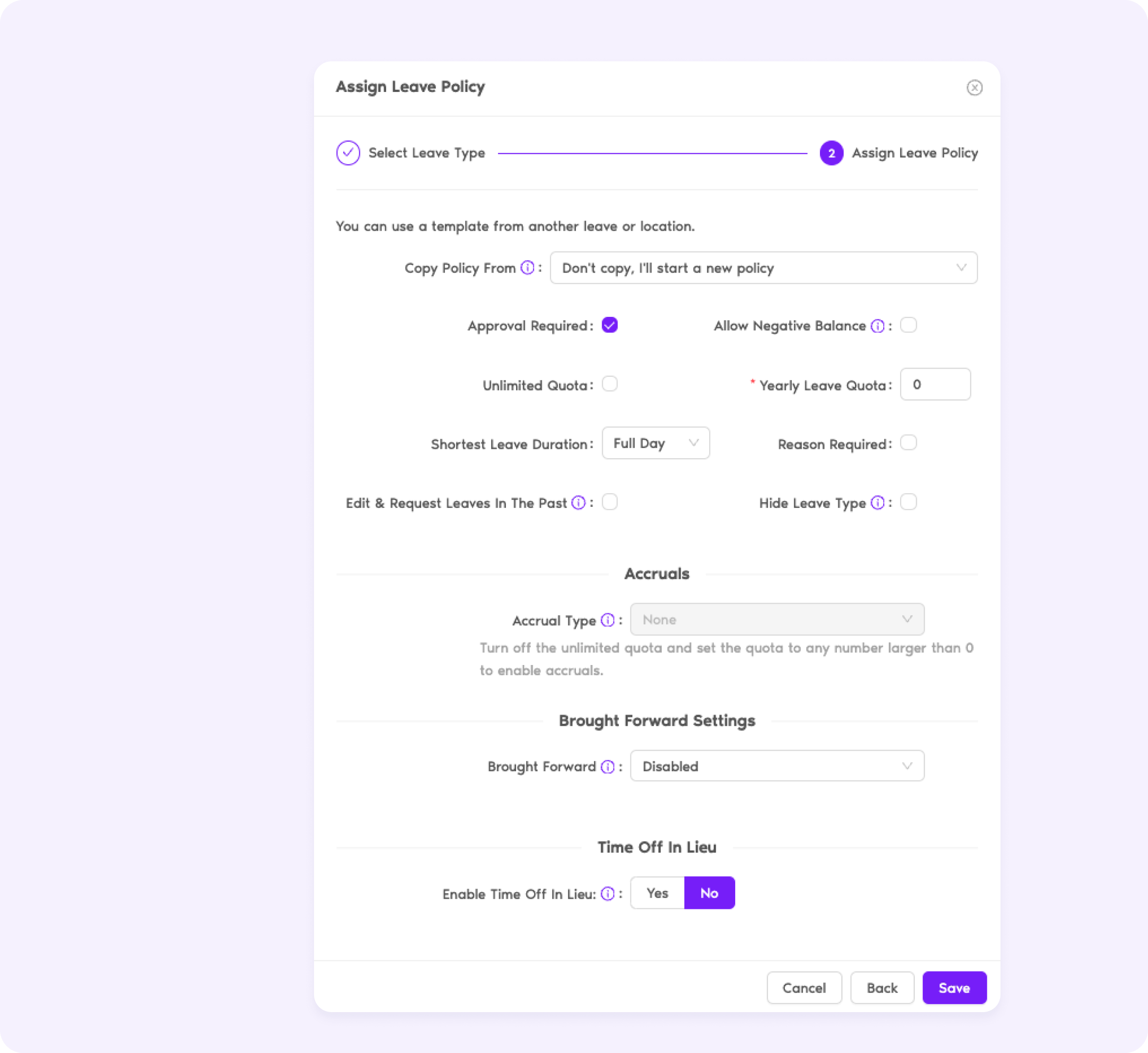 Configure leave policies